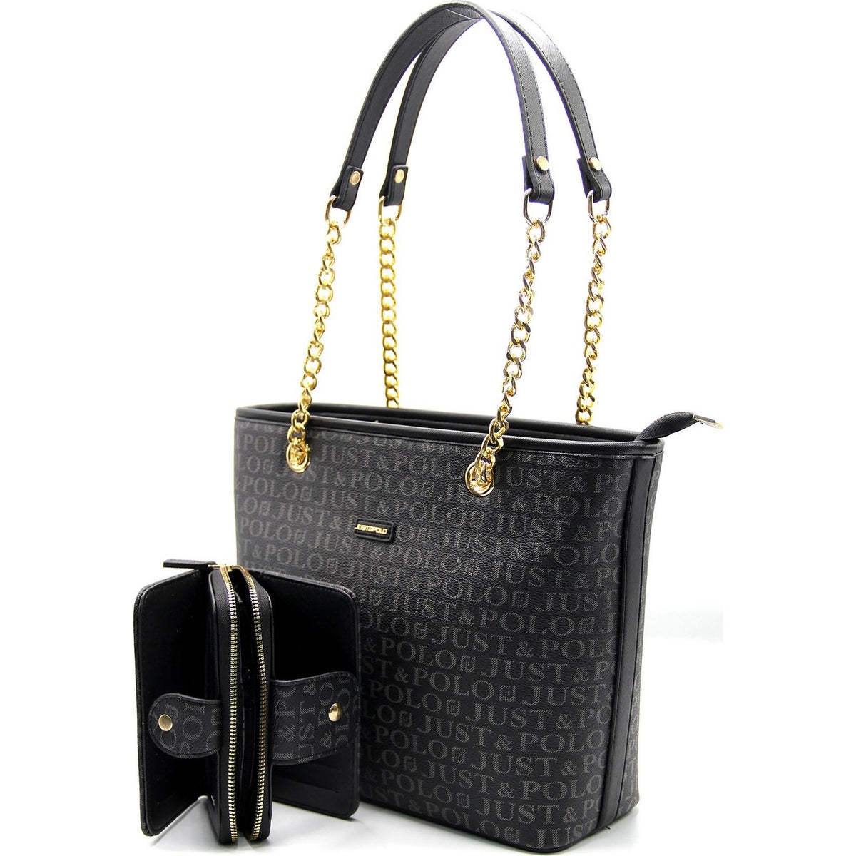 Just Polo Women's Black Bag and Wallet Set - MALLTURK