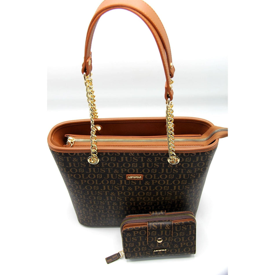 Just Polo Women's Bag and Wallet Set Tan Timeless Edition - MALLTURK