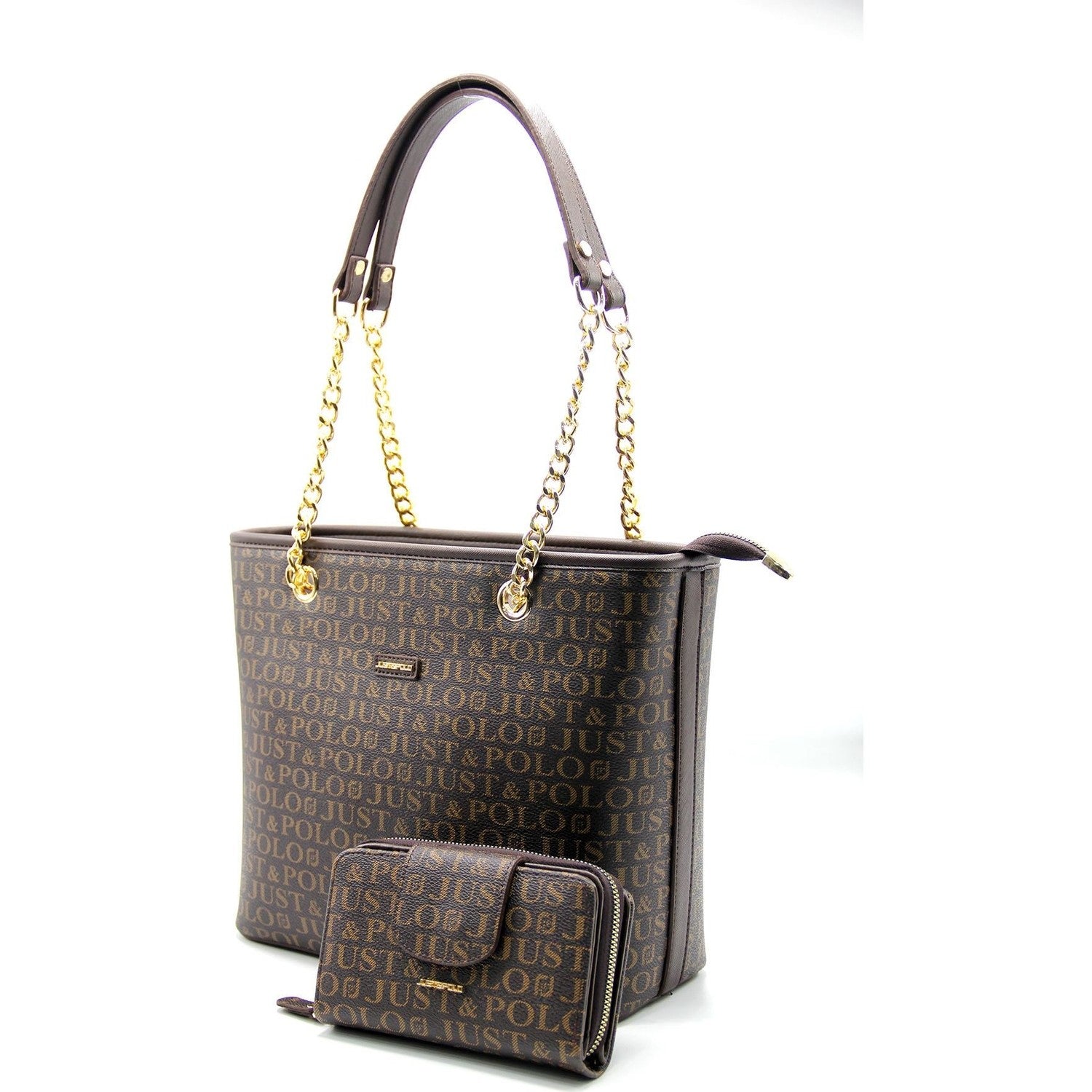 Just Polo Women's Bag and Wallet Set Brown Set - MALLTURK