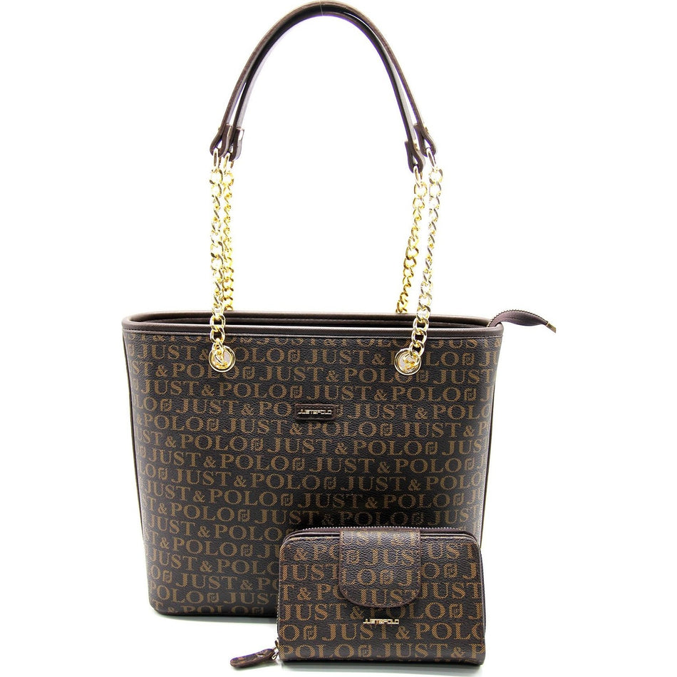 Just Polo Women's Bag and Wallet Set Brown Set - MALLTURK