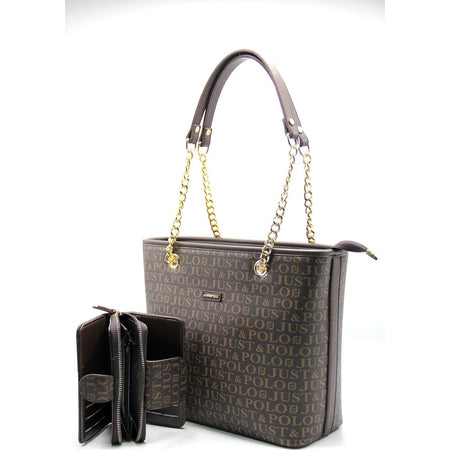 Just Polo Women's Bag and Wallet Set Brown Set - MALLTURK