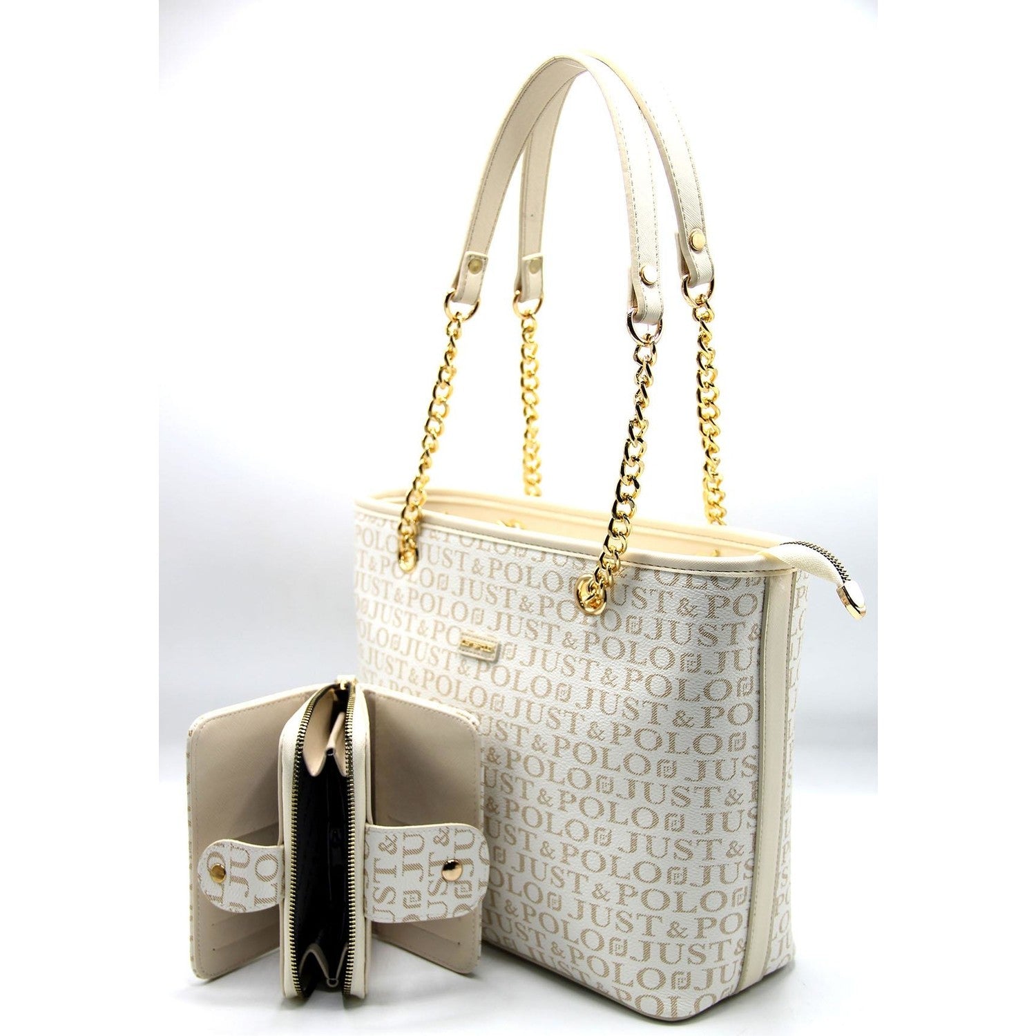 Just Polo Women's Bag and Wallet Cream Set - MALLTURK