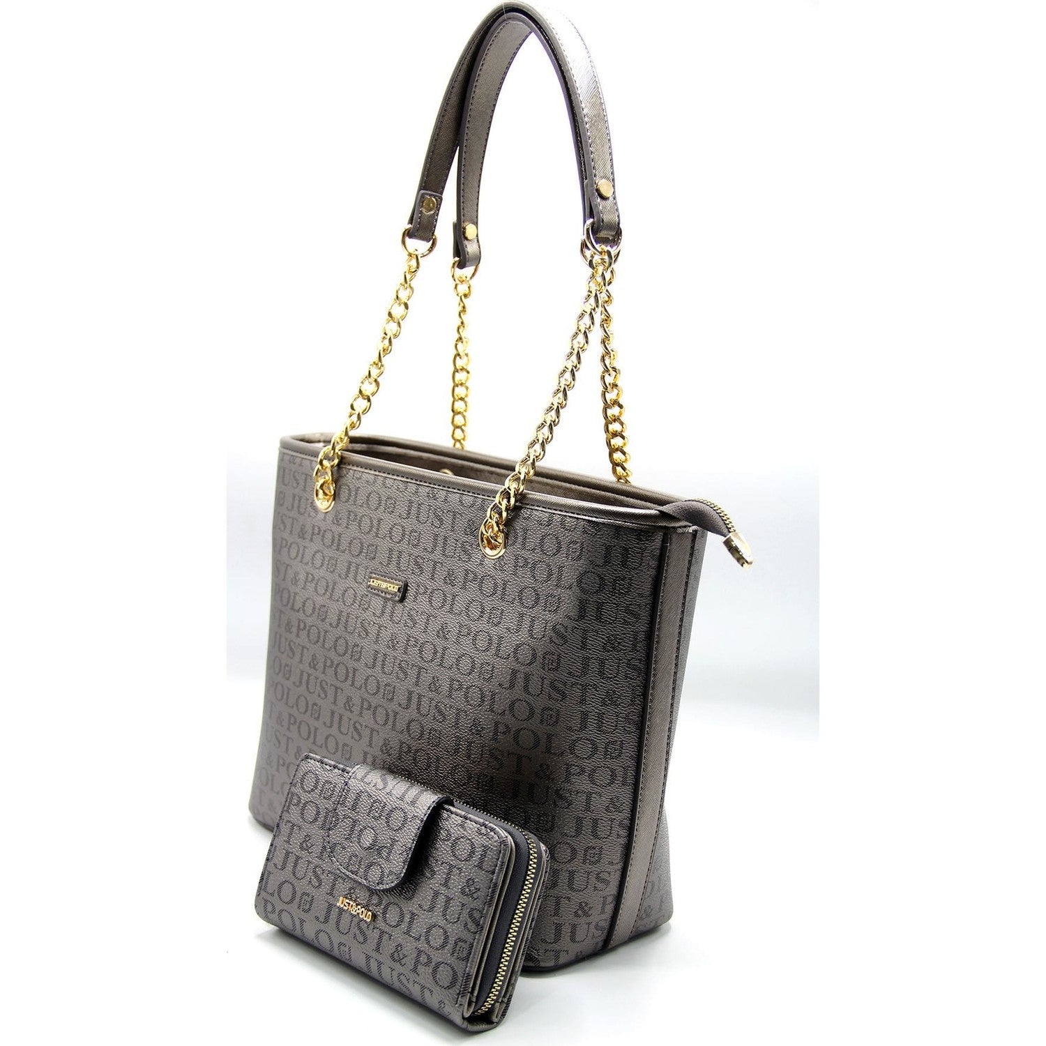 Just Polo Women's Bag and Wallet Set Gray Color - MALLTURK
