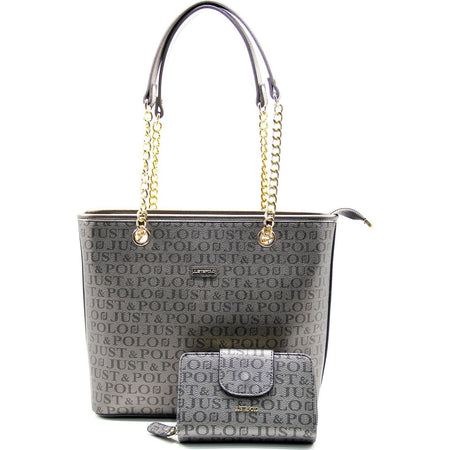 Just Polo Women's Bag and Wallet Set Gray Color - MALLTURK