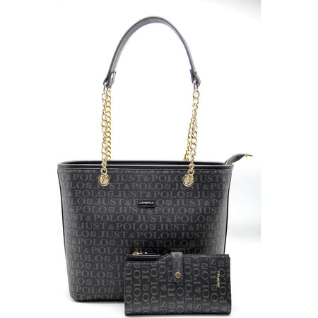 Just Polo Women's Bag and Wallet Set Color Black - MALLTURK
