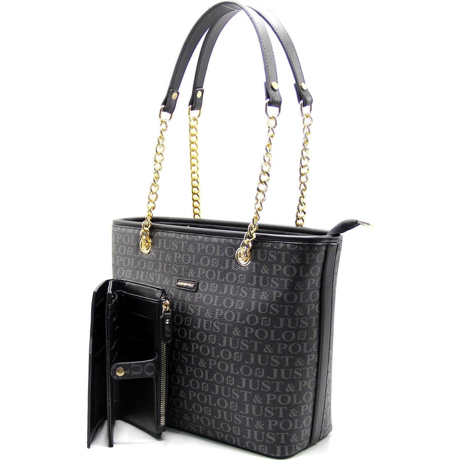 Just Polo Women's Bag and Wallet Set Color Black - MALLTURK