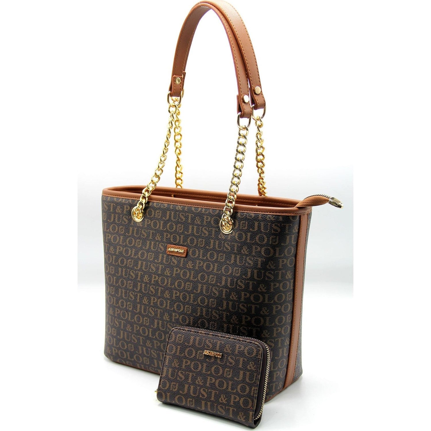 Just Polo Women's Bag and Wallet Set Tan Color Set - MALLTURK
