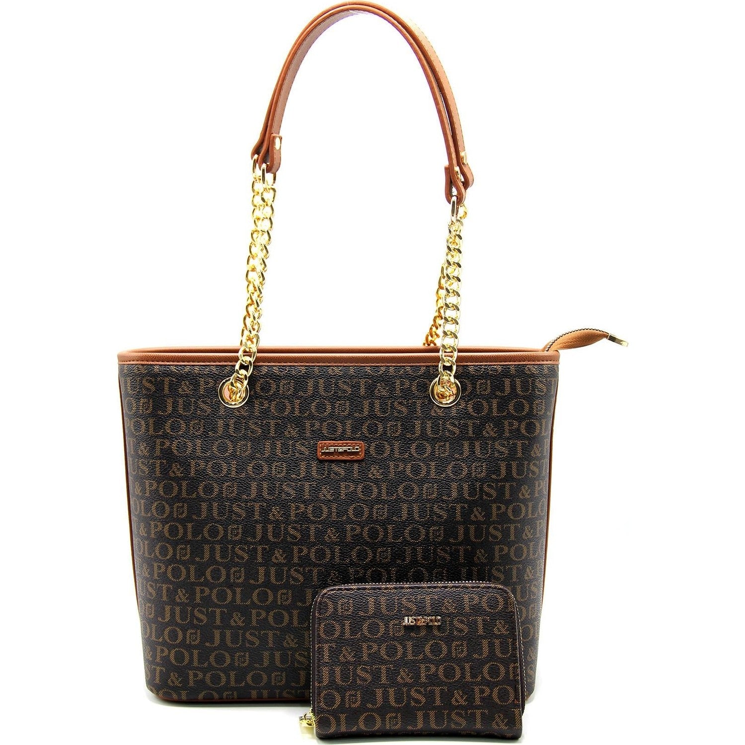 Just Polo Women's Bag and Wallet Set Tan Color Set - MALLTURK