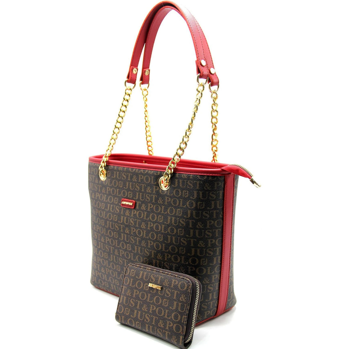 Just Polo Women's Bag and Wallet Set Brown - Burgundy Set - MALLTURK