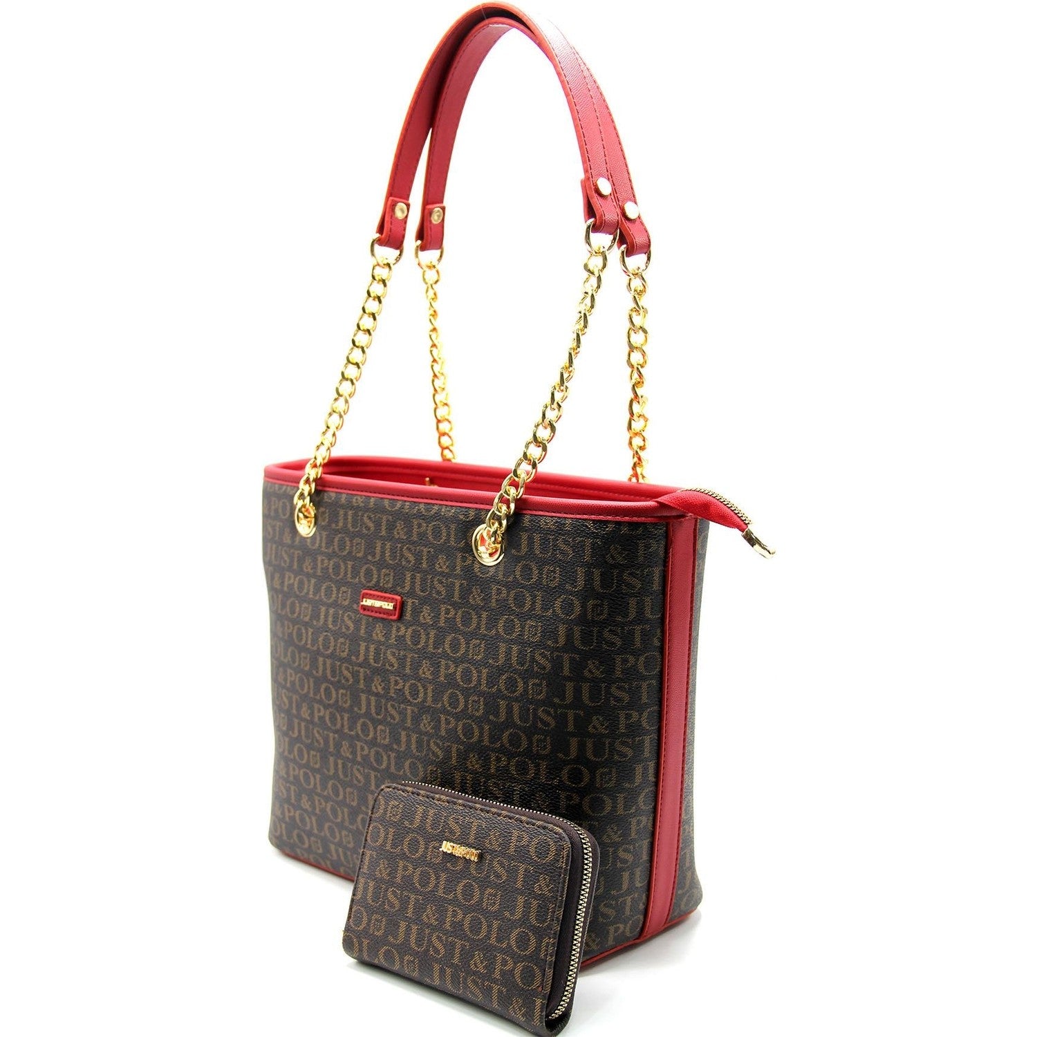 Just Polo Women's Bag and Wallet Set Brown - Burgundy Set - MALLTURK
