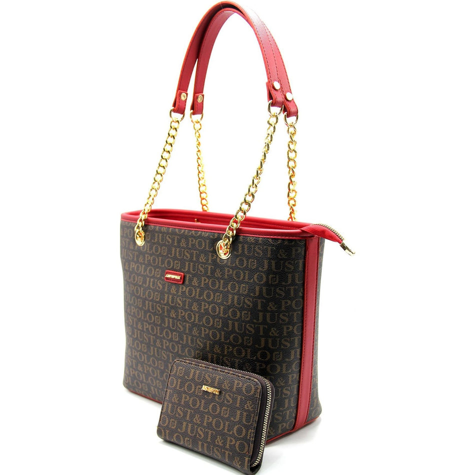 Just Polo Women's Bag and Wallet Set Brown - Burgundy Set - MALLTURK