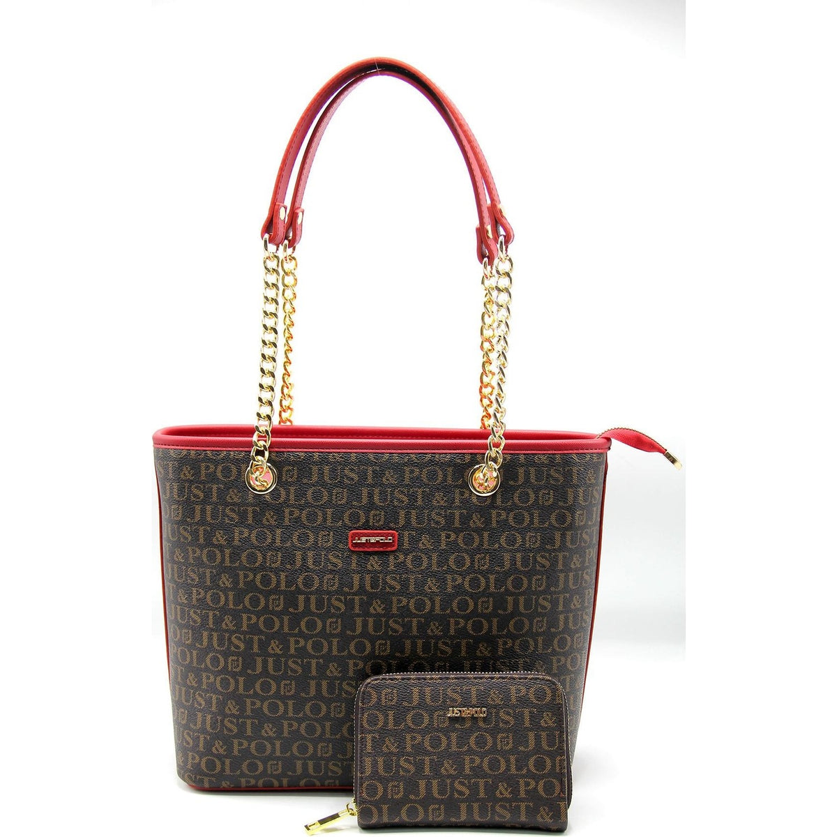 Just Polo Women's Bag and Wallet Set Brown - Burgundy Set - MALLTURK