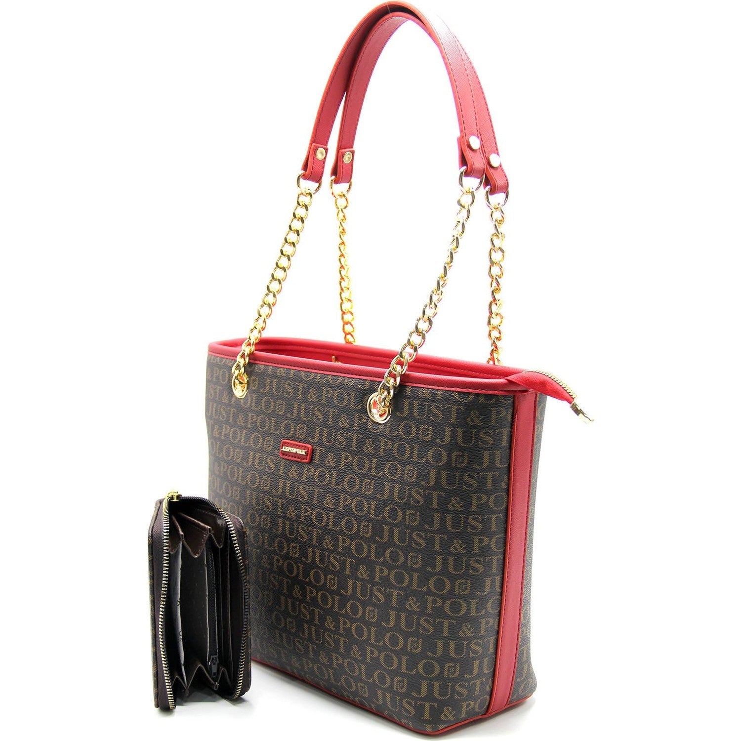 Just Polo Women's Bag and Wallet Set Brown - Burgundy Set - MALLTURK