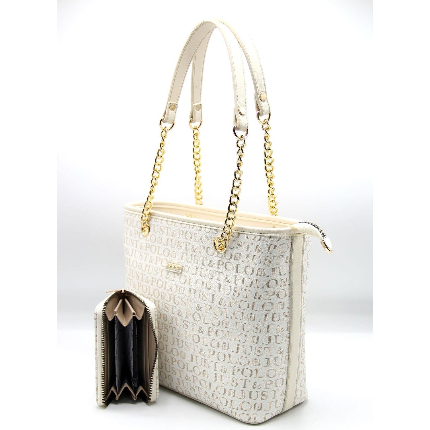 Just Polo Color Cream Women's Bag and Wallet Set - MALLTURK