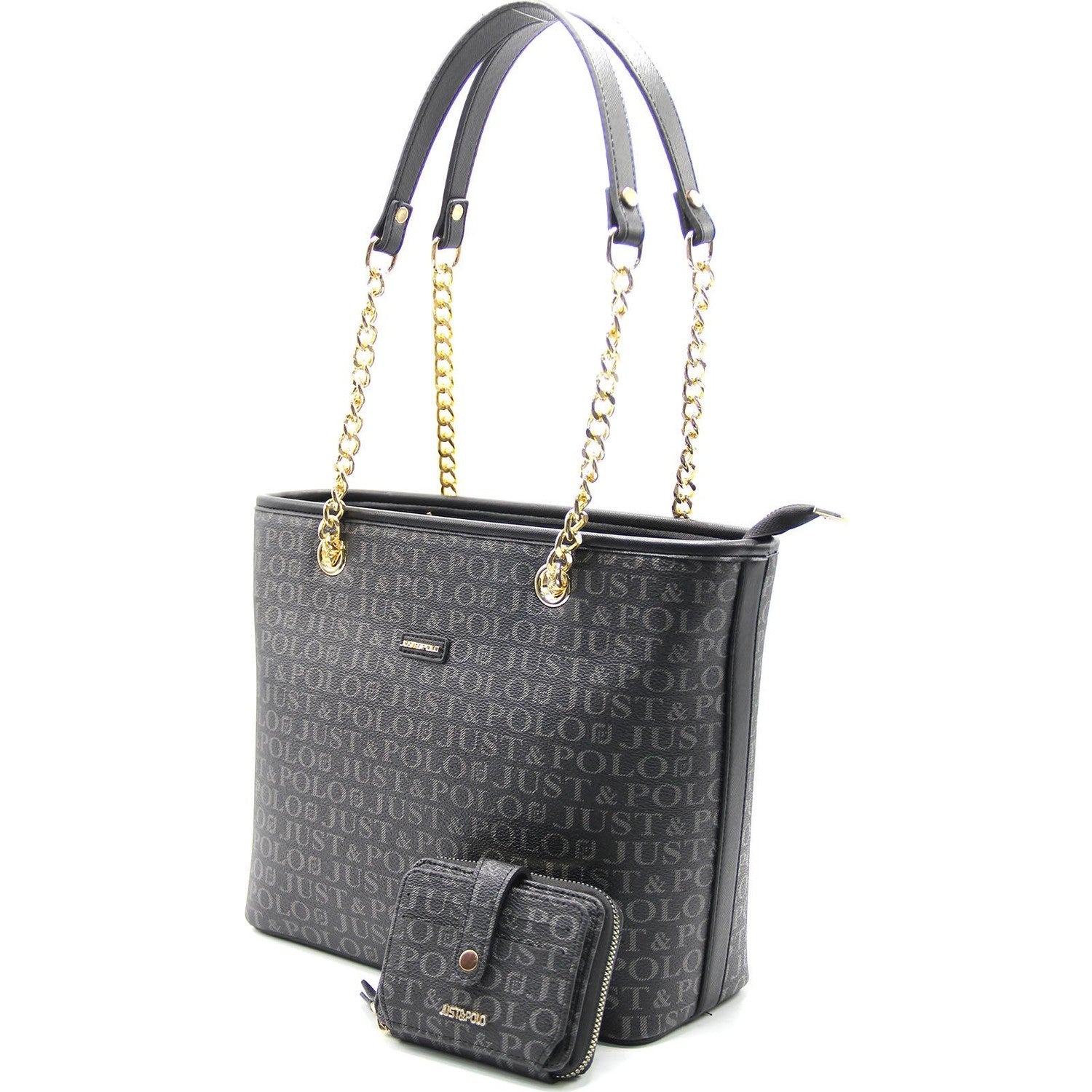 Just Polo Women's Bag and Wallet Set Black Color Set - MALLTURK