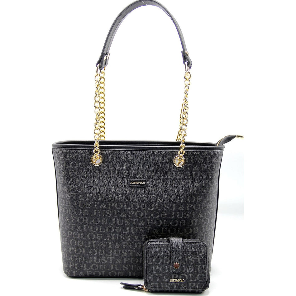 Just Polo Women's Bag and Wallet Set Black Color Set - MALLTURK
