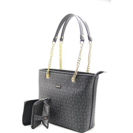 Just Polo Women's Bag and Wallet Set Black Color Set - MALLTURK
