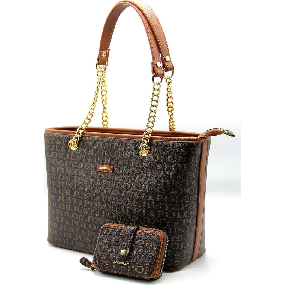 Just Polo Women's Bag and Wallet Set Tan Set - MALLTURK