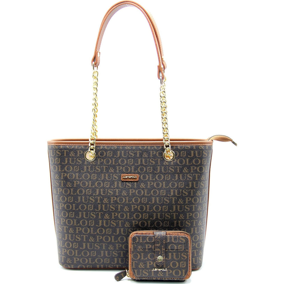 Just Polo Women's Bag and Wallet Set Tan Set - MALLTURK