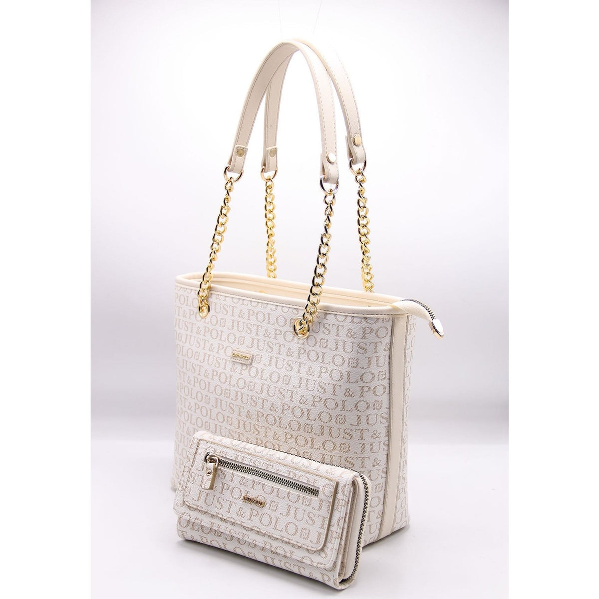 Just Polo Women's Bag and Wallet Set Color Cream - MALLTURK