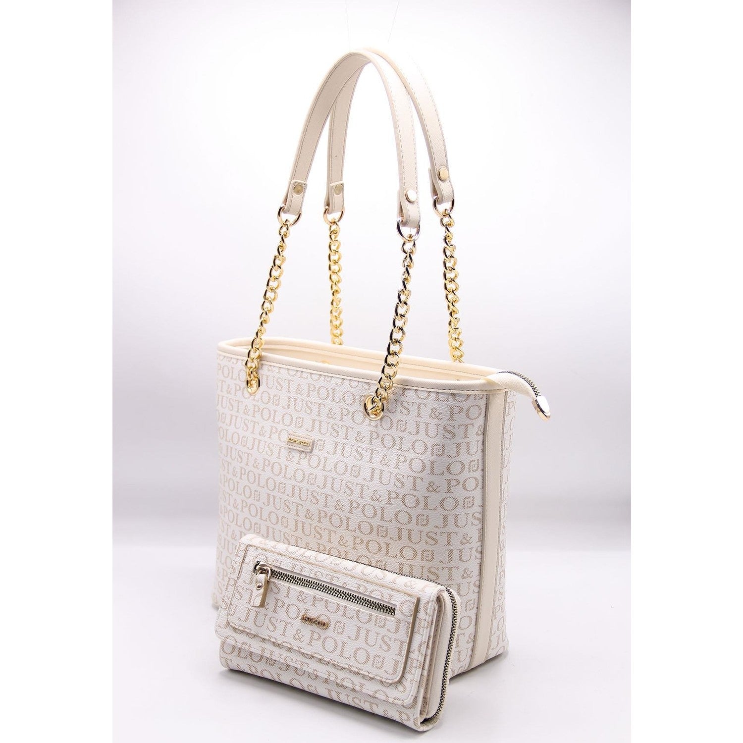 Just Polo Women's Bag and Wallet Set Color Cream - MALLTURK