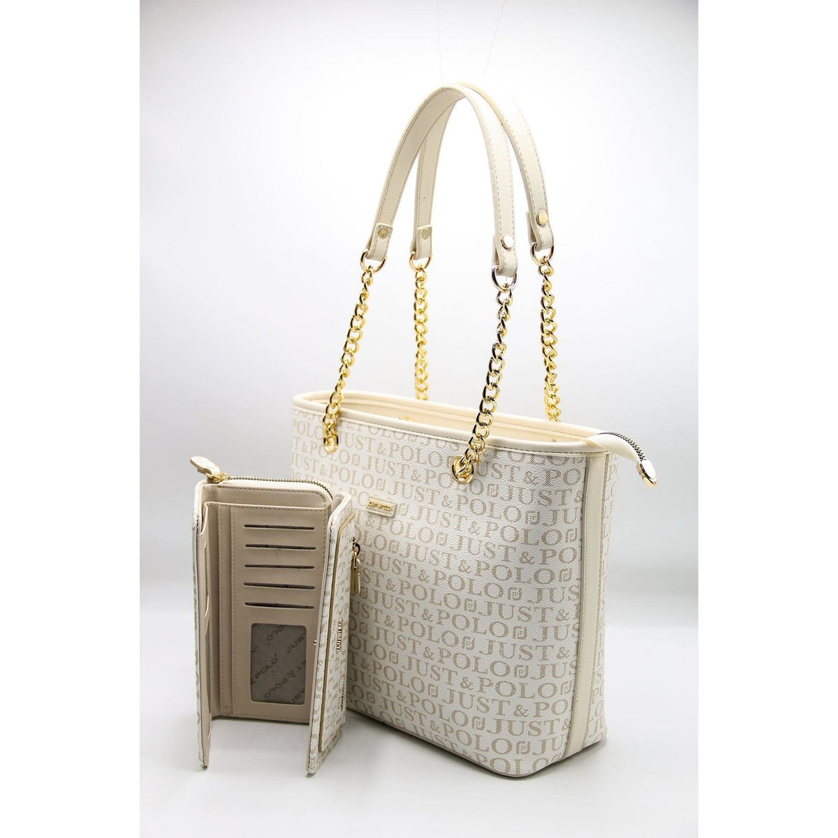 Just Polo Women's Bag and Wallet Set Color Cream - MALLTURK