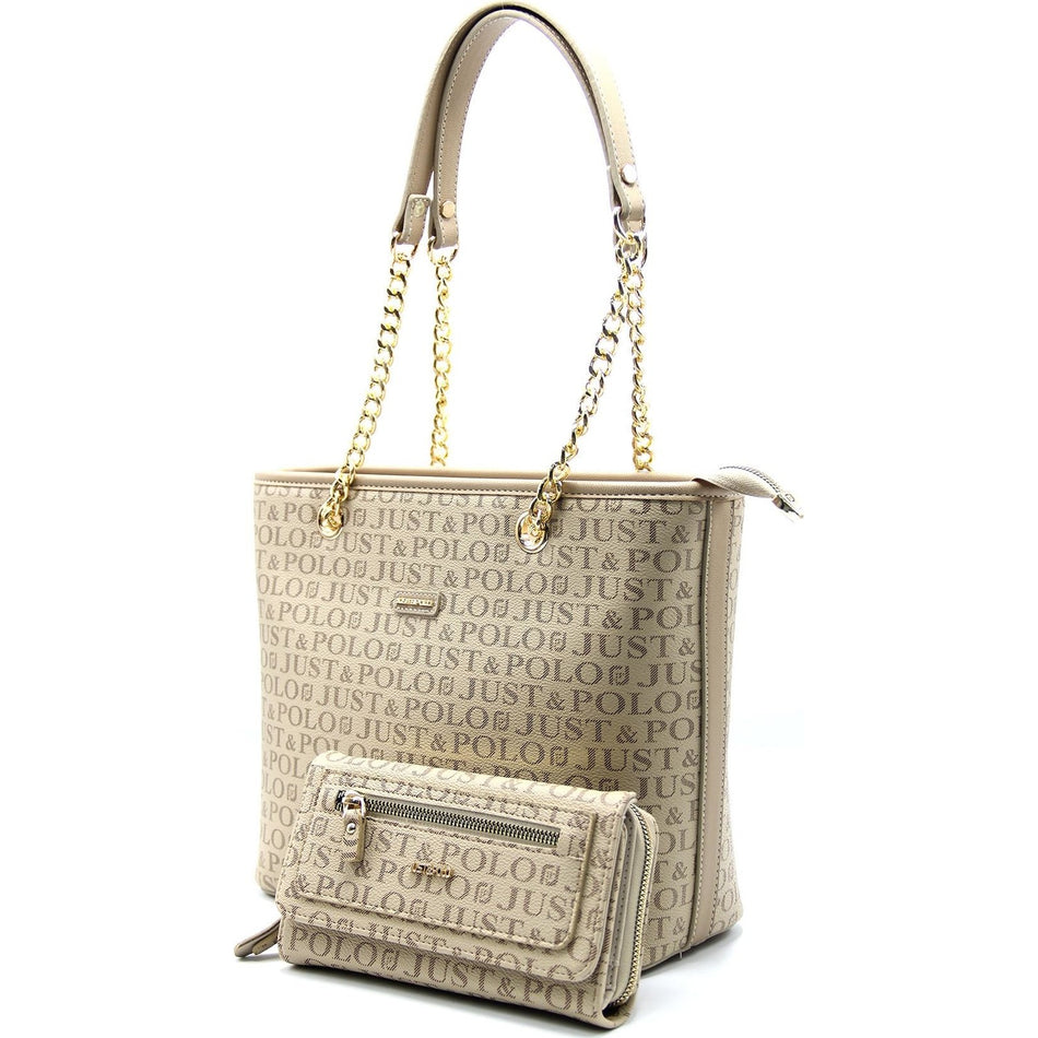 Just Polo Women's Bag and Wallet Set Sand Color - MALLTURK