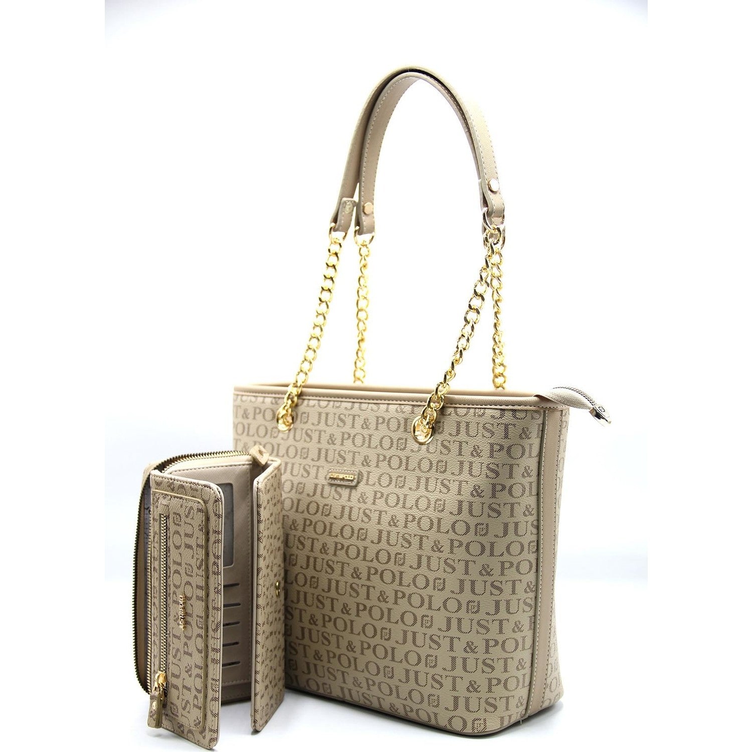 Just Polo Women's Bag and Wallet Set Sand Color - MALLTURK