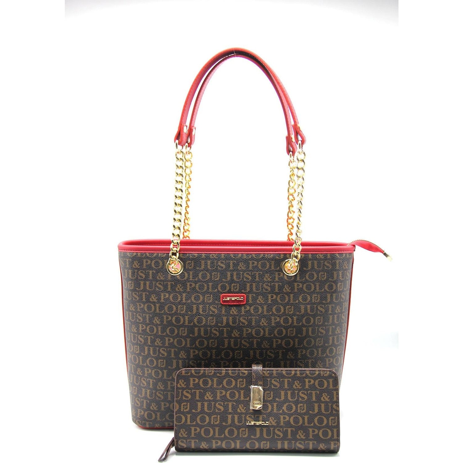 Just Polo Women's Bag and Wallet Set Color Brown - Burgundy Set - MALLTURK