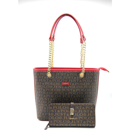 Just Polo Women's Bag and Wallet Set Color Brown - Burgundy Set - MALLTURK