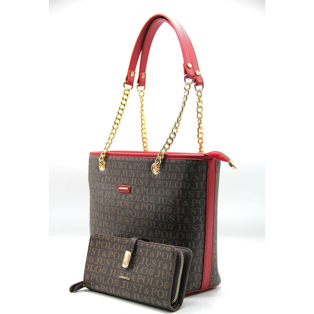 Just Polo Women's Bag and Wallet Set Color Brown - Burgundy Set - MALLTURK