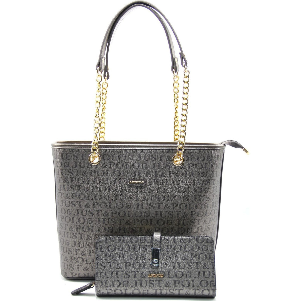 Just Polo Women's Bag and Wallet Set Color Gray Set - MALLTURK