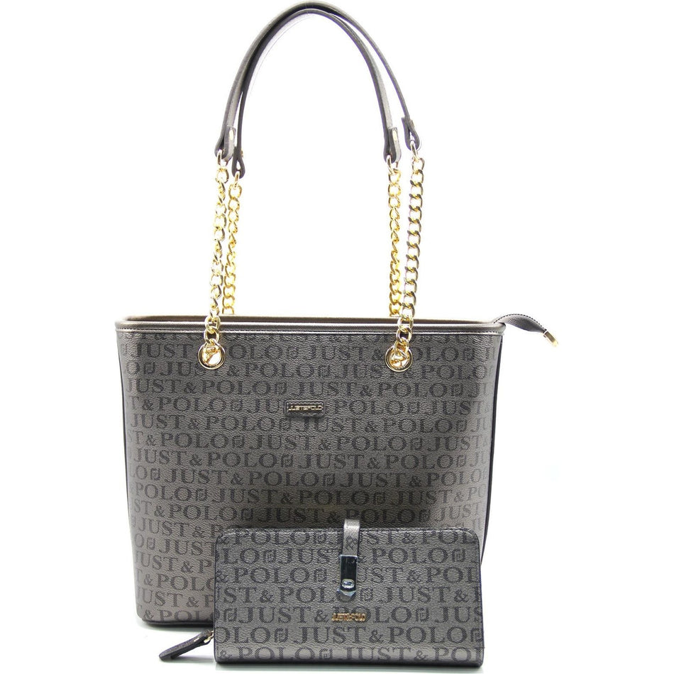 Just Polo Women's Bag and Wallet Set Color Gray Set - MALLTURK