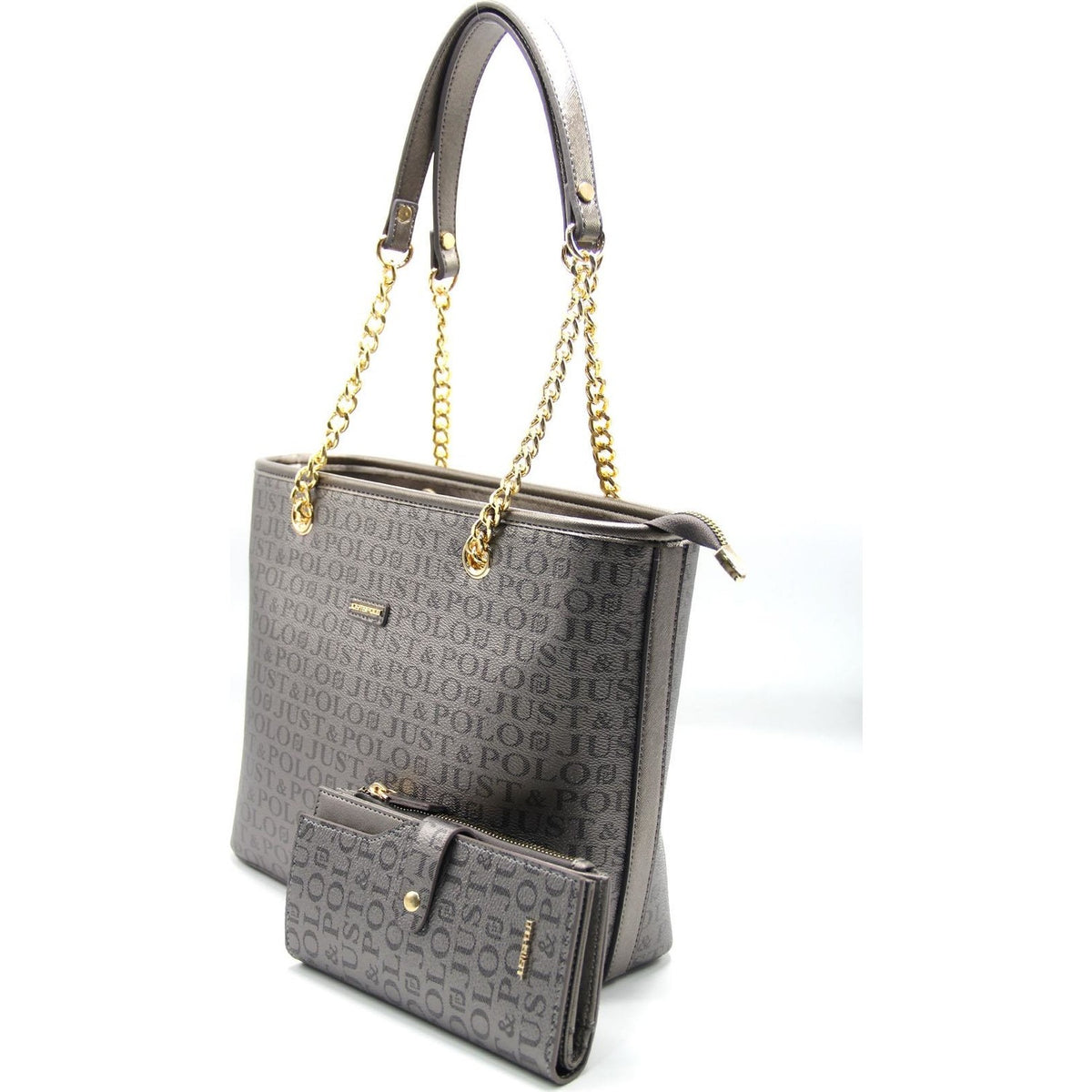 Just Polo Women's Bag and Wallet Set Color Gray Set - MALLTURK
