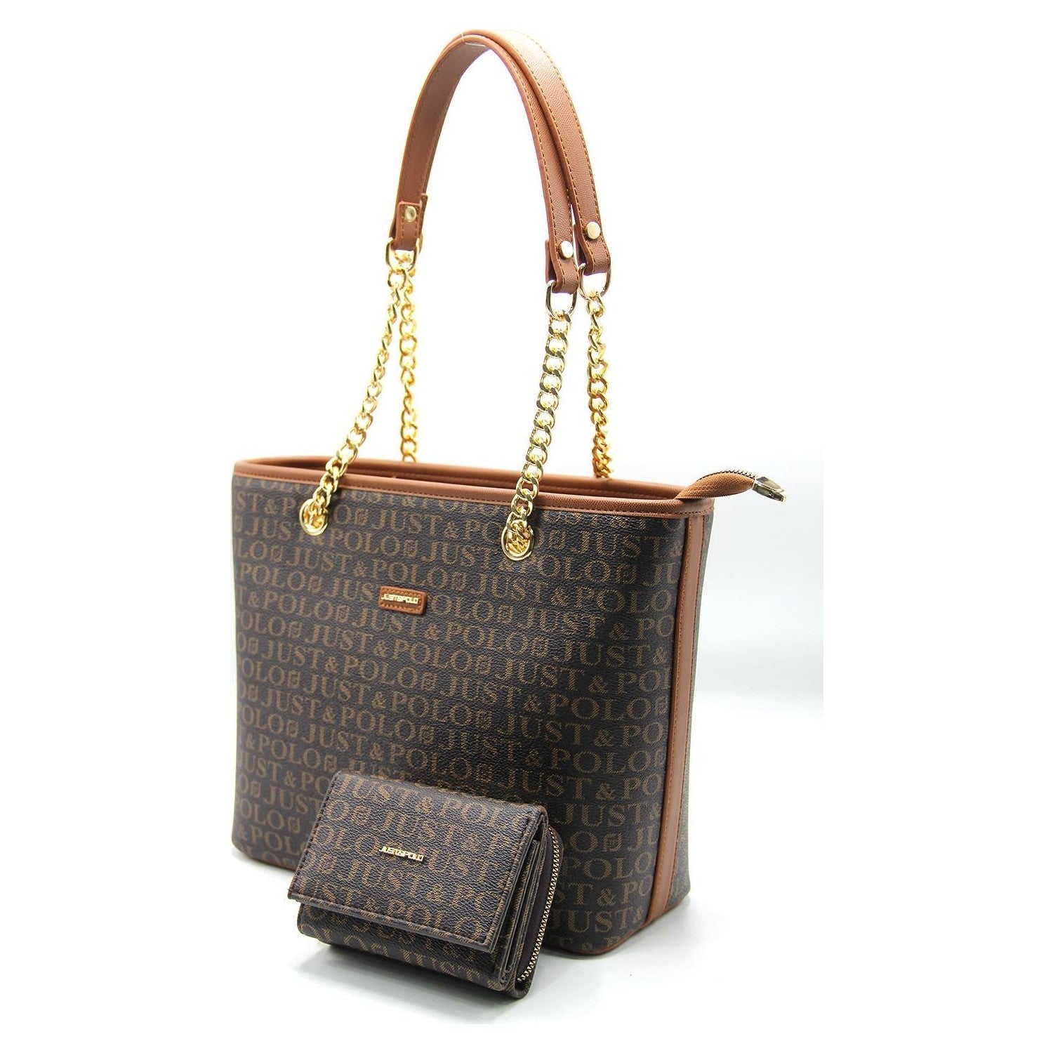 Just Polo Women's Bag and Wallet Set Tan - MALLTURK