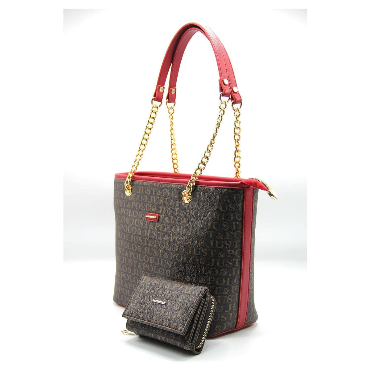 Just Polo Brown - Burgundy Women's Bag and Wallet Set - MALLTURK