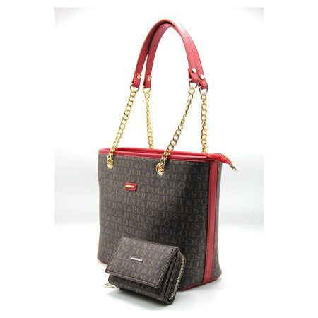 Just Polo Brown - Burgundy Women's Bag and Wallet Set - MALLTURK