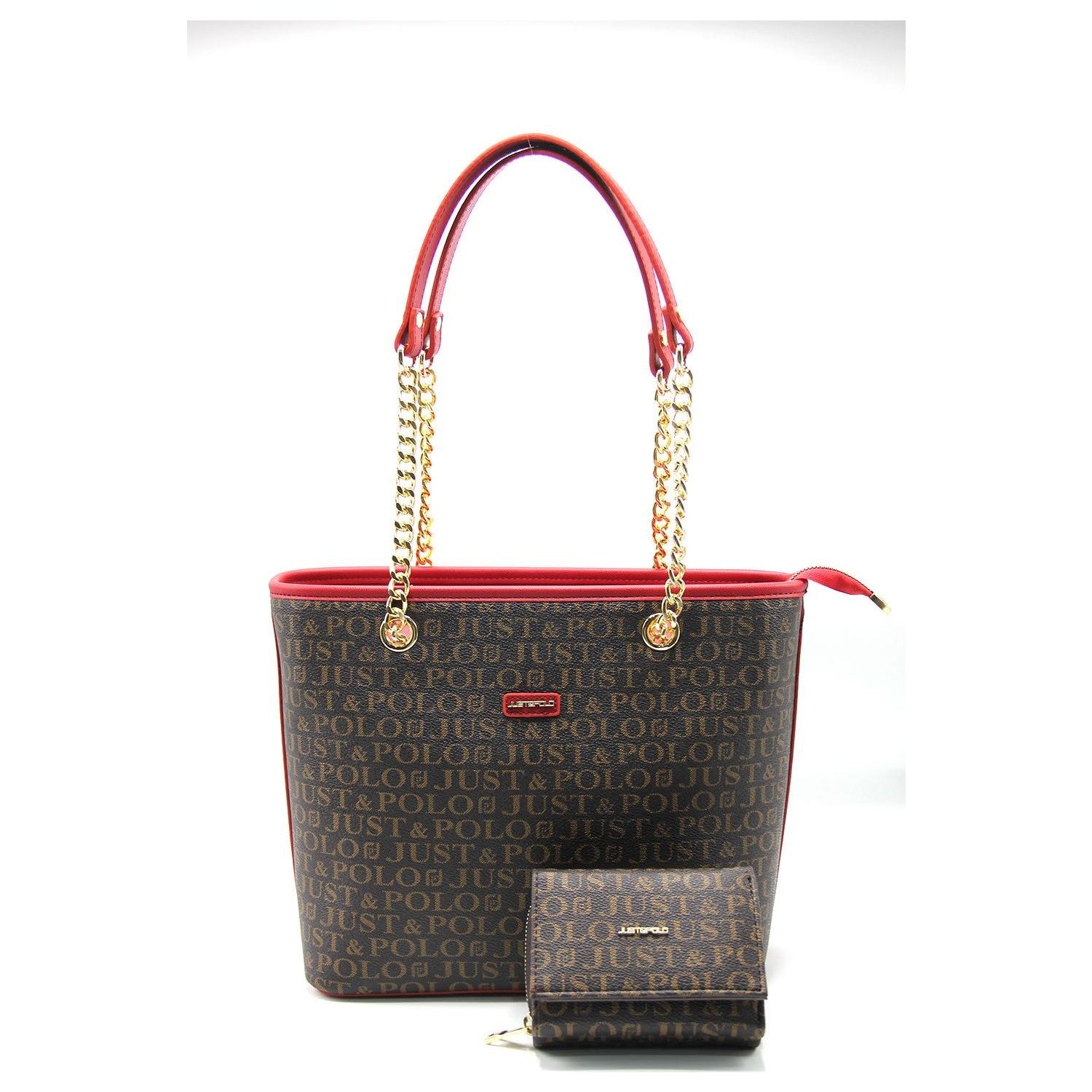 Just Polo Brown - Burgundy Women's Bag and Wallet Set - MALLTURK