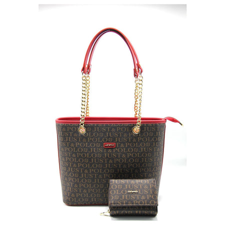 Just Polo Brown - Burgundy Women's Bag and Wallet Set - MALLTURK