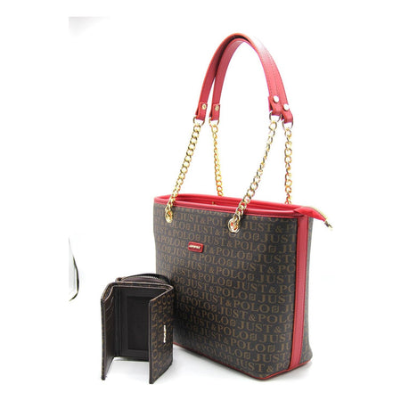 Just Polo Brown - Burgundy Women's Bag and Wallet Set - MALLTURK