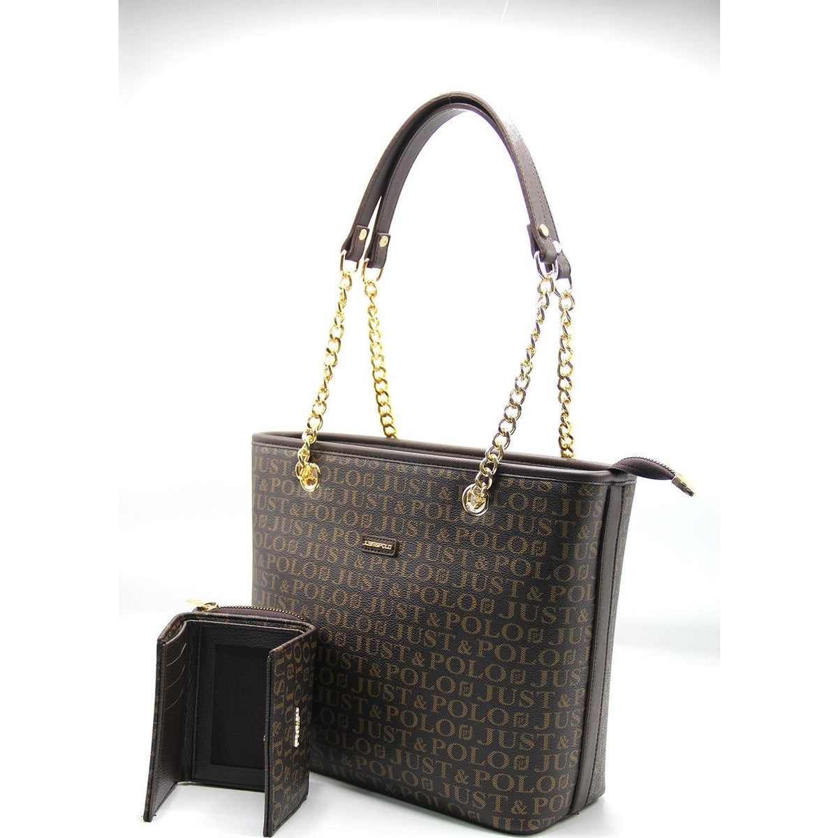 Just Polo Women's Bag and Wallet Set Brown Color Set - MALLTURK