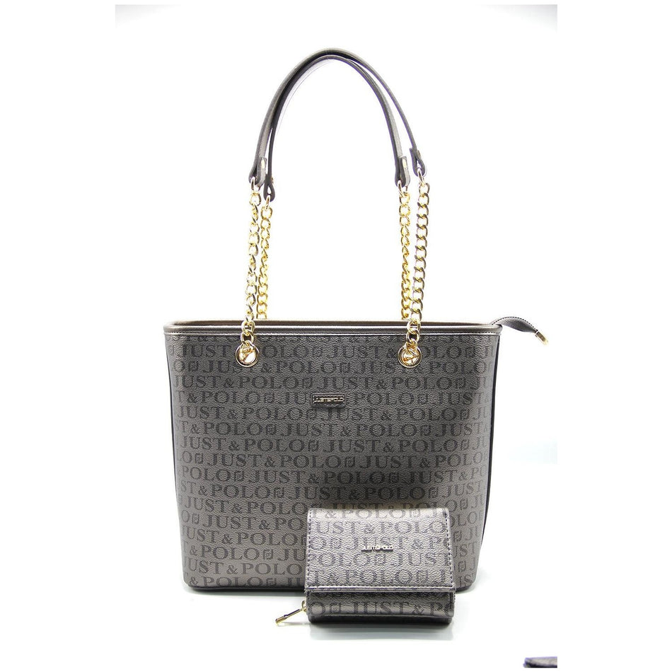 Just Polo Women's Bag and Wallet Set Gray Set - MALLTURK