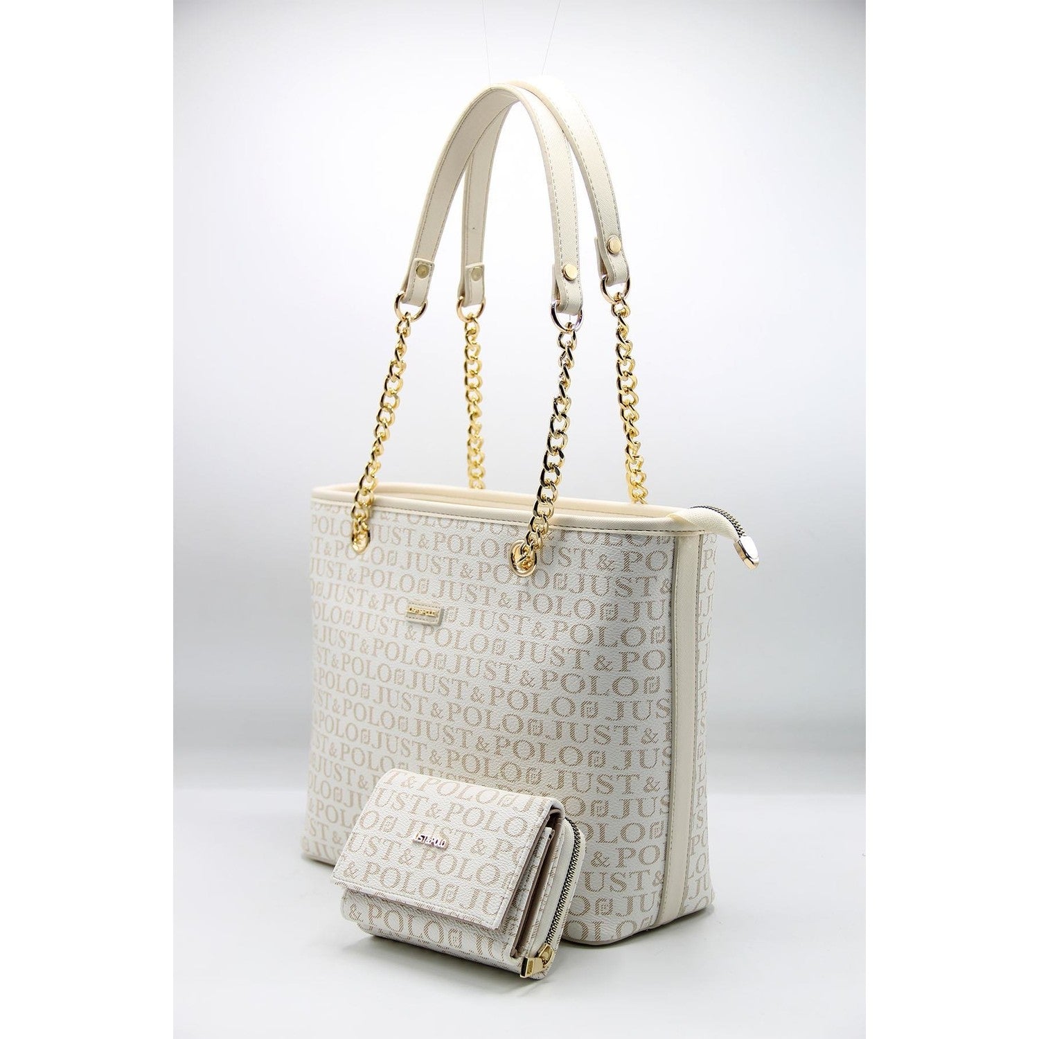 Just Polo Women's Bag and Wallet Set Cream Color - MALLTURK