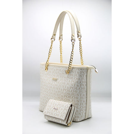 Just Polo Women's Bag and Wallet Set Cream Color - MALLTURK