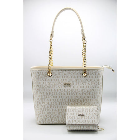 Just Polo Women's Bag and Wallet Set Cream Color - MALLTURK