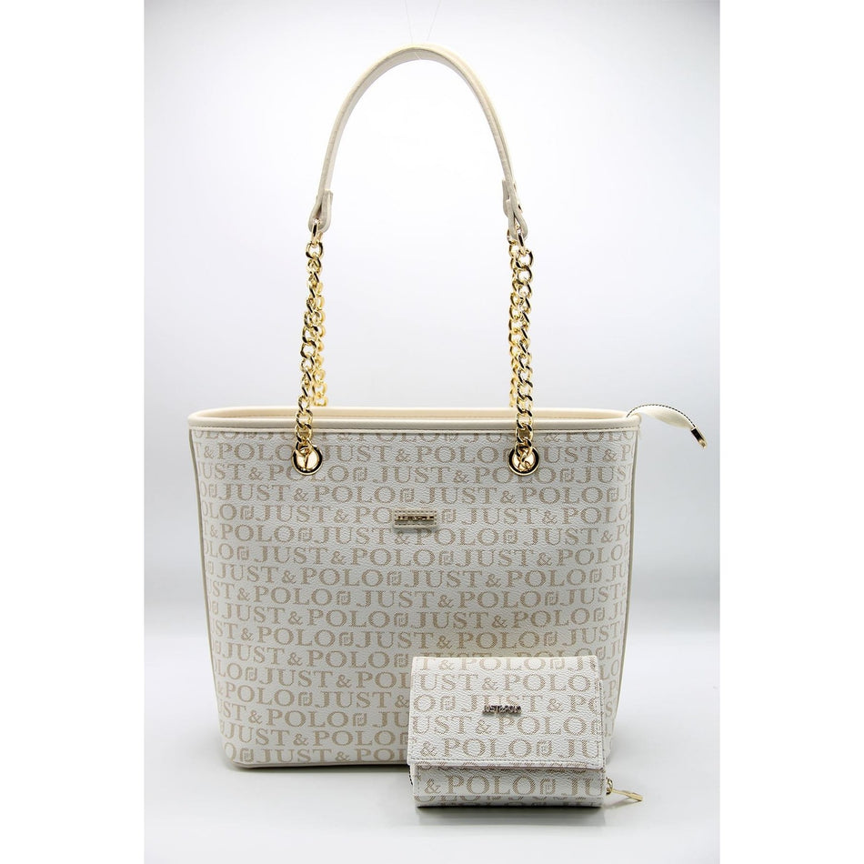 Just Polo Women's Bag and Wallet Set Cream Color - MALLTURK