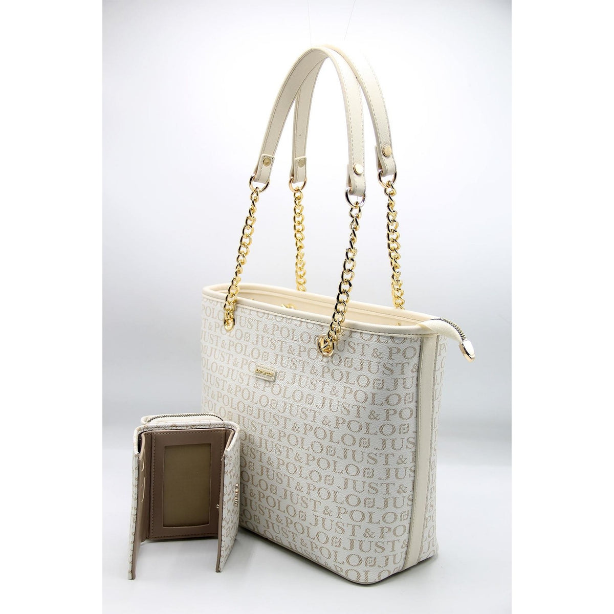 Just Polo Women's Bag and Wallet Set Cream Color - MALLTURK