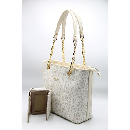 Just Polo Women's Bag and Wallet Set Cream Color - MALLTURK
