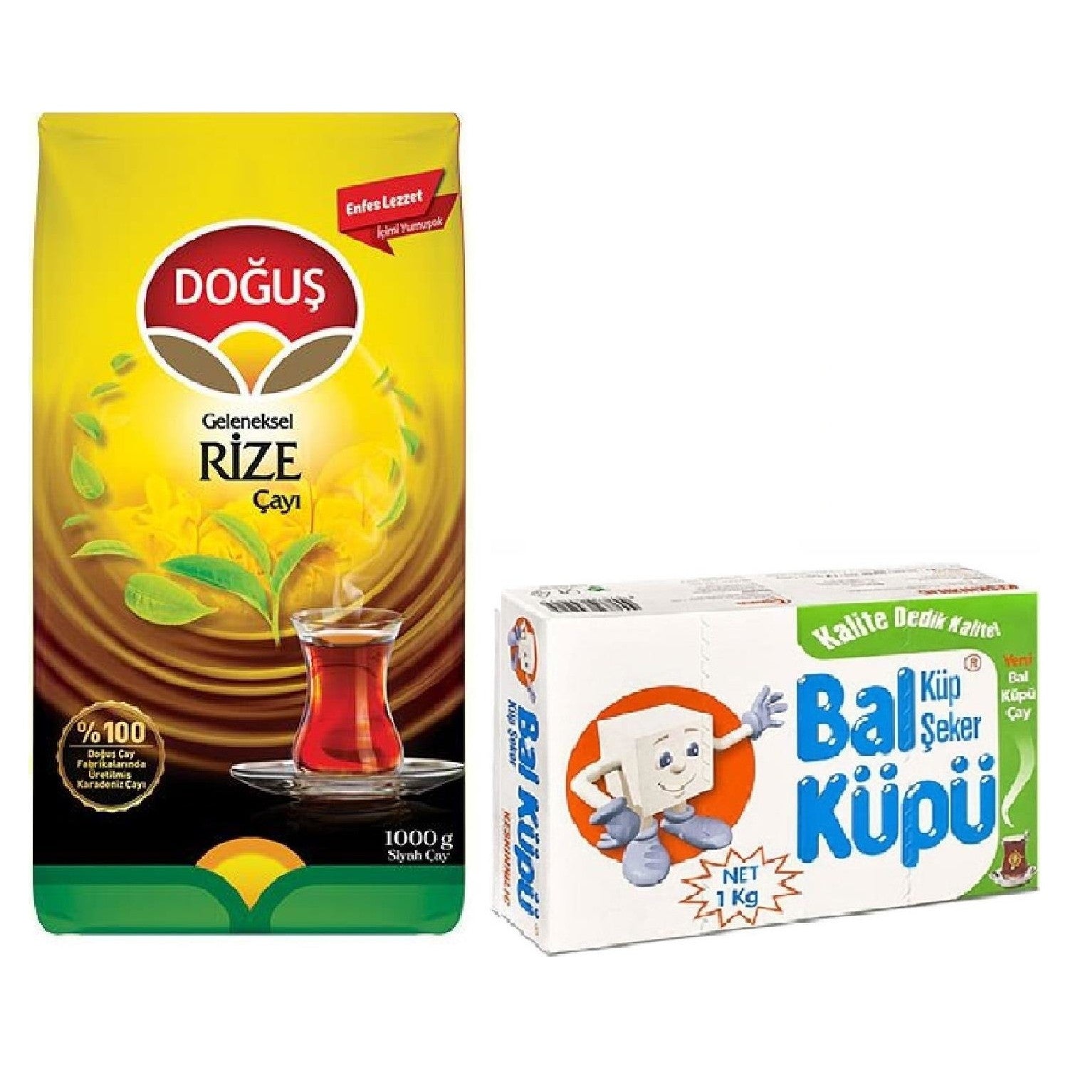 Dogus Rize tea 1000 g + Balkupu Kup Seker 1000 g - MALLTURK