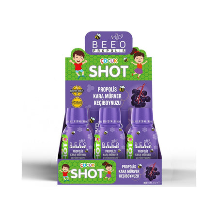 BEE'O Propolis Black Elderberry Carob Children Shot Box of 12
